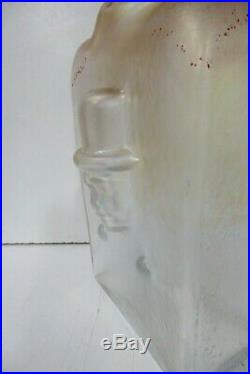 Vintage Kosta Boda Bertil Vallien Art Glass Bottle Vase Embossed Man In Hat