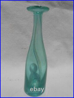 Vintage Kosta Boda Bertil Vallien Blue Green Swirl Glass Vase Signed Numbered G9