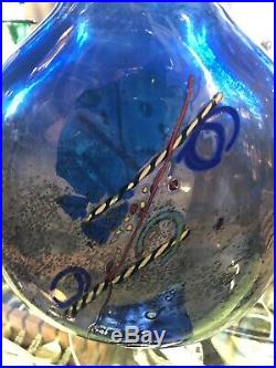 Vintage Kosta Boda Bertil Vallien Satellite Blue Art Glass Vase 13 Height