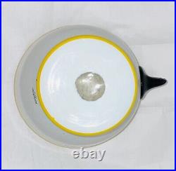 Vintage Kosta Boda Bird Yellow Vase Large White Black Art Glass Signed