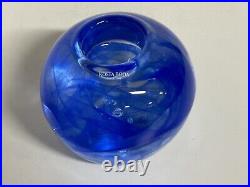 Vintage Kosta Boda Blue Art Glass Tea Light Candleholder, Designed by Anna Ehrner