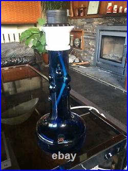 Vintage Kosta Boda Blue Bubble Glass Lamp by Ove Sandeberg