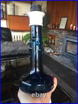 Vintage Kosta Boda Blue Bubble Glass Lamp by Ove Sandeberg