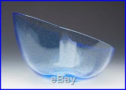 Vintage Kosta Boda Blue Glass Heart Shaped Bowl Signed 20th C