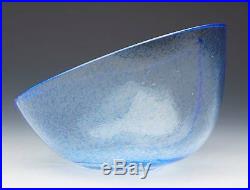 Vintage Kosta Boda Blue Glass Heart Shaped Bowl Signed 20th C