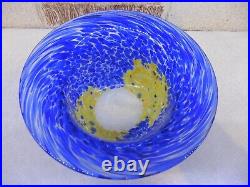 Vintage Kosta Boda, Blue and Yellow Blown Glass Bowl