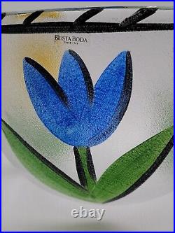 Vintage Kosta Boda Glass Tulipa Serving Bowl Sweden Signed Ulrica Hydman Vallien