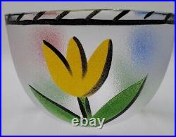 Vintage Kosta Boda Glass Tulipa Serving Bowl Sweden Signed Ulrica Hydman Vallien