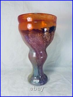 Vintage Kosta Boda Kjell Engmann Can Can Orange Art Glass Vase 24x13cm Sweden