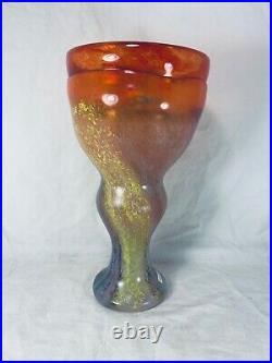 Vintage Kosta Boda Kjell Engmann Can Can Orange Art Glass Vase 24x13cm Sweden