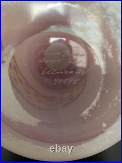 Vintage Kosta Boda Pink Art Glass Open Minds Large Vase 13 1/2, Signed By UHV