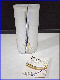 Vintage Kosta Boda SIGNED Bertil Vallien Rainbow Stripe Art Glass 7 1/4 Vase