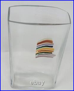 Vintage Kosta Boda SIGNED Bertil Vallien Rainbow Stripe Art Glass 7.5 Vase