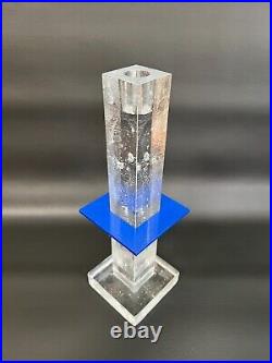 Vintage Kosta Boda Sweden Crystal Ice Pillar Tower Candlestick Holder, 12 1/2 T