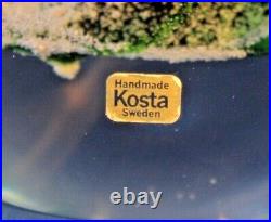 Vintage Kosta Boda Sweden Seaweed Vase with Engraved Fish by Vicke Lindestrand