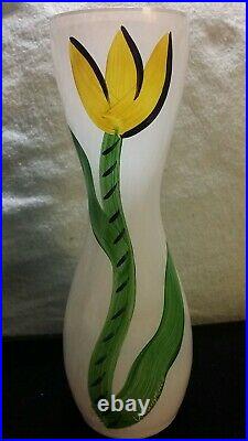 Vintage Kosta Boda Tulipa Vase Ulrica Hydman Signed Yellow Tulip
