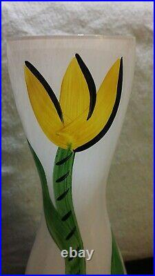 Vintage Kosta Boda Tulipa Vase Ulrica Hydman Signed Yellow Tulip