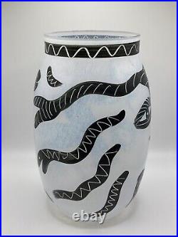 Vintage Kosta Boda Ulrica Hydman Vallien Caramba Art Glass Vase Signed Adam &Eve