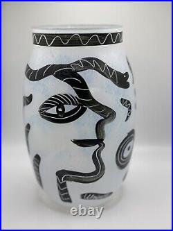 Vintage Kosta Boda Ulrica Hydman Vallien Caramba Art Glass Vase Signed Adam &Eve