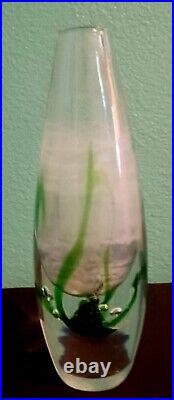 Vintage Kosta Boda Vicke Lindstrand Bud Vase 41782 Seaweed Signed Art Glass 7.5