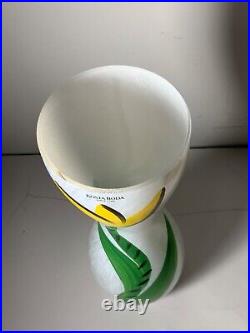 Vintage Kosta Boda Yellow Tulip Glass Swedish Glass Vase Signed 10 in