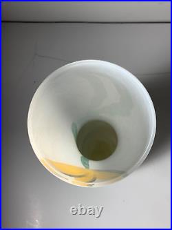 Vintage Kosta Boda Yellow Tulip Glass Swedish Glass Vase Signed 10 in