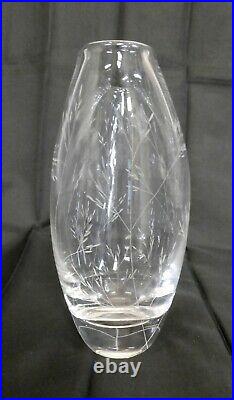 Vintage Kosta Modernist Vase by Vicke Lindstrand Etched Glass Grass 42105