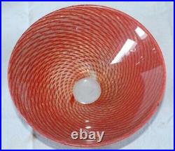 Vintage Kosta Scandinavian Red Swirl Design Glass Bowl Designed By Goran Warff