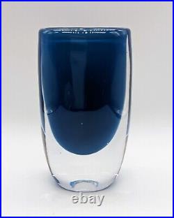 Vintage Kosta Vicke Lindstrand Slate Blue Sommerso Small Vase signed 5x2.5x1.5