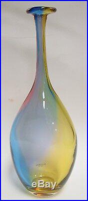 Vintage Large 11 1/4 Kosta Boda Fidji Glass Bottle Vase Signed Engman