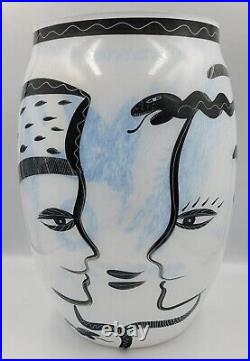Vintage Large Kosta Boda Ulrica Hydman Vallien Caramba Art Glass Vase Adam &Eve