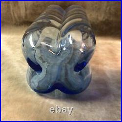 Vintage Light Blue Kosta Boda Glass Vase Swirl Optic