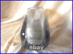 Vintage Mid 20th Century Scandinavian Heavy Blown Art Glass Vase of Canted Form