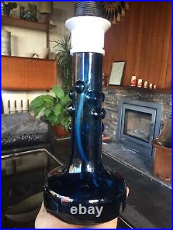 Vintage Ove Sandeberg Blue Bubble Glass Lamp for Kosta Boda