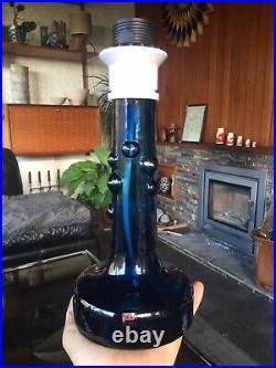Vintage Ove Sandeberg Blue Bubble Glass Lamp for Kosta Boda
