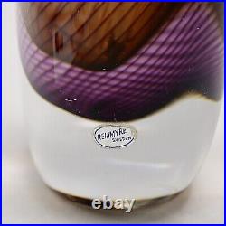 Vintage Rare Art Glasbruk Brown Purple Vase Kosta Vicke Lindstrand Signed LH1580
