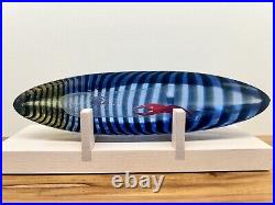 Vintage Signed Bertil Vallien Art Glass Boat+Holder For Duxiana By Kosta Boda