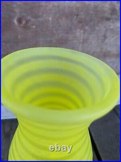 Vintage Signed Kosta Boda Neon Swirl Art Glass Vase