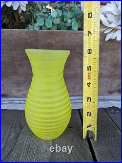 Vintage Signed Kosta Boda Neon Swirl Art Glass Vase
