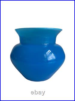 Vintage Swedish Blue Art Glass Vase by Erik Hoglund for Boda 5 inc Heigh Signed