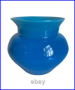 Vintage Swedish Blue Art Glass Vase by Erik Hoglund for Boda 5 inc Heigh Signed