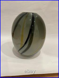 Vintage Unique Swedish Glass Striped Vase Signed By Bengt Edenfalk Kosta Boda