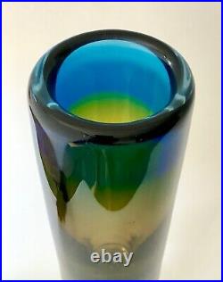 Vintage Vicke Lindstrand 26.5cm Cylindrical Glass Vase. Kosta Sweden c. 1960s