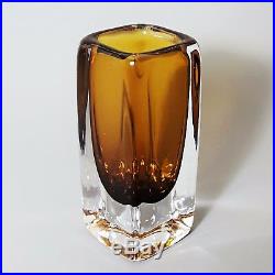 Vintage Vicke Lindstrand for Kosta Boda Amber Cased Glass Vase c1960's