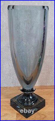 Vtg 30's Art Deco Faceted Elis Bergh Kosta Boda Smoked Vase BH 1353 FREE US SHIP