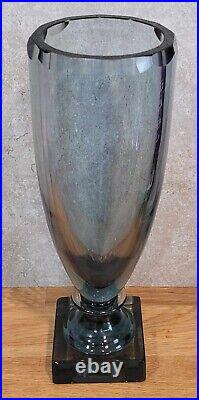 Vtg 30's Art Deco Faceted Elis Bergh Kosta Boda Smoked Vase BH 1353 FREE US SHIP