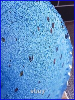 Vtg Kosta Boda #59609 Signed Chicko Blue Confetti Glass Vase by Bertil Vallien