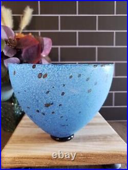 Vtg Kosta Boda #59609 Signed Chicko Blue Confetti Glass Vase by Bertil Vallien