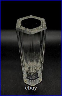 Vtg Kosta Boda Colonna Crystal Faceted Hexagonal Vase Signed B. Edenfalk