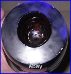 Vtg Kosta Boda Goran Warff Art Glass Zoom Vase Blue Bubbles Red Indented Bottom